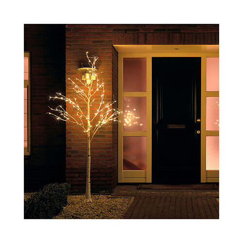 Albero bianco 600 microLED esterno con neve h 180 cm 1