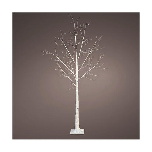 Albero bianco 600 microLED esterno con neve h 180 cm 2