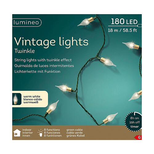 Vintage LED Lights Chain 180 17.90m Twinkle Effect Indoor 5