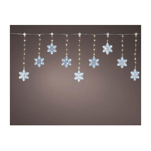 Lichtervorhang mit Schneeflocken, 156 Micro-LEDs, warmweiß & kaltweiß, Twinkle-Effekt – 50 × 120 × 50 cm, für innen und außen 1