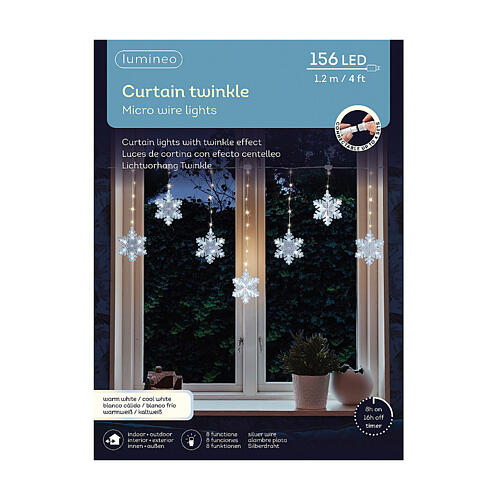 Curtain lights with twinkle effect, 156 microLEDs, 20x47x20 in, indoor/outdoor 3