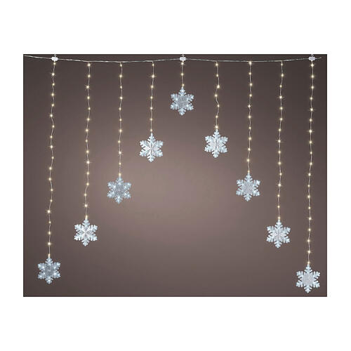 Rideau flocons de neige lumineux 100x120x120 cm intérieur extérieur 215 LEDs 1