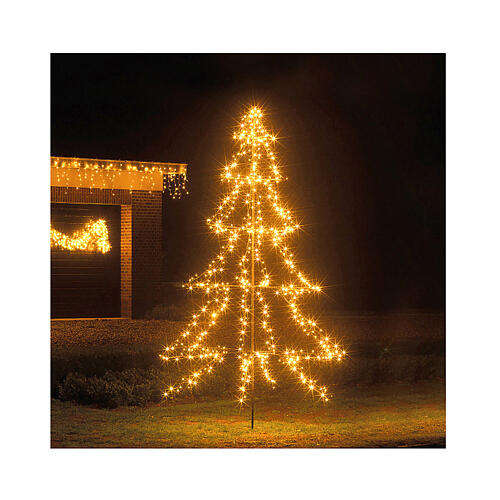 Sapin de Noël métal noir 3000 LEDs extérieur h 4,5 m 1