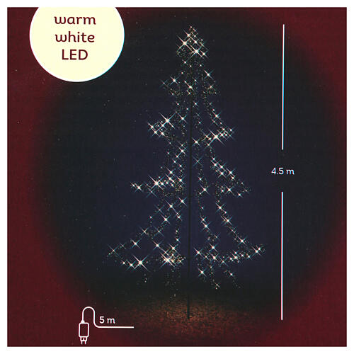 Albero di Natale metallo nero 3000 LED esterno 4,5 m h 5