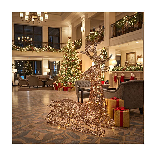 Rentier sitzend, Rattan, 180 warmweiße LEDs, 110 x 100 x 82 cm – für Außenbereich 2