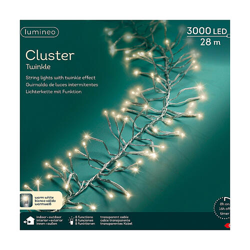 Chaîne lumineuse 3000 LEDs 28 m extérieur intérieur clignotante 6