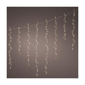 Cortina de luzes 256 LEDs 3,75 m intermitentes interior exterior branco