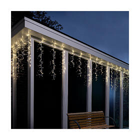 Cortina de luzes 256 LEDs 3,75 m intermitentes interior exterior branco