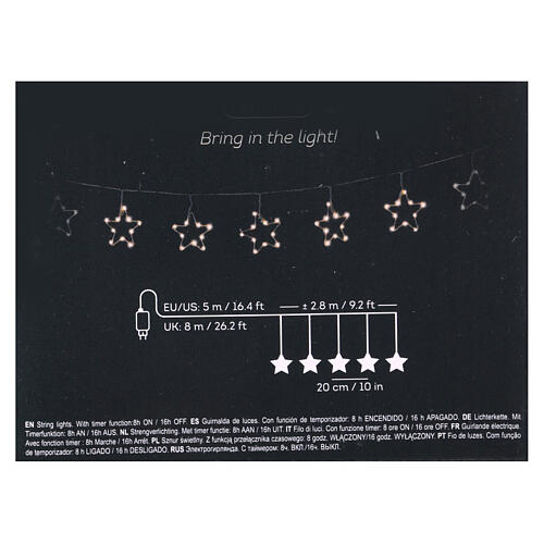 String lights with stars, 150 LEDs, indoor and outdoor, 9 ft 4