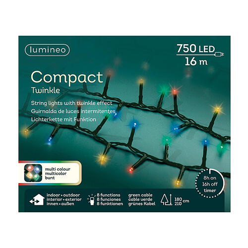 LED-Lichterkette, 750 Multicolor-LEDs, 16 m, 8 Effekte, Außenbereich 7