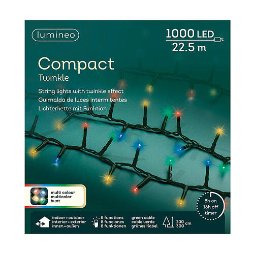 Guirlande lumineuse multicolore 22,5 m intérieur extérieur 1000 LEDs 7