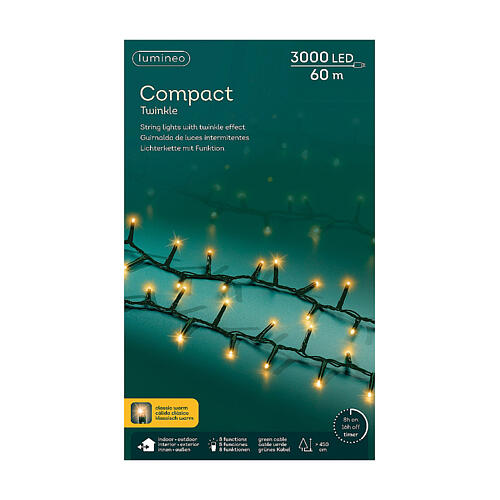 Corrente luminosa verde 60 m interior exterior 3000 LEDs 6