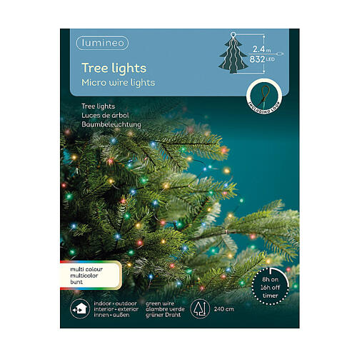 Christmas tree lights with 832 multicoloured microLEDs, 95 in, indoor/outdoor 8