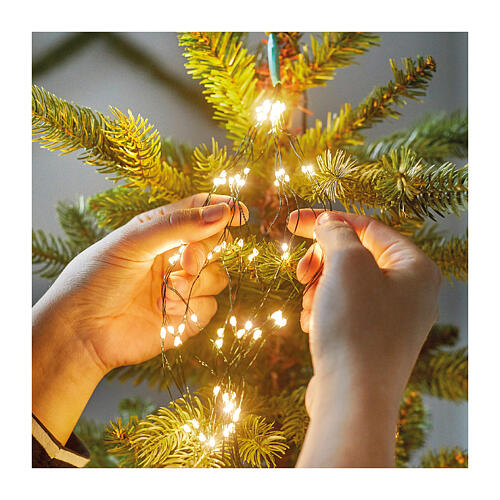 Micro wire Christmas lights for tree, 408 warm white microLEDs, 70 in, indoor/outdoor 3