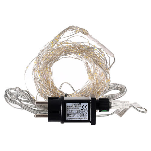 Luci natalizie a cascata 408 microLED 180 cm bianco caldo int est 8