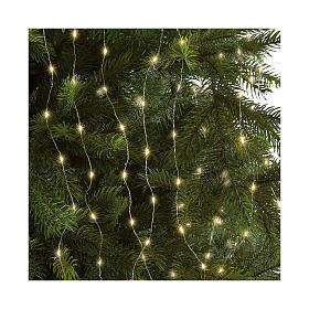 Luces para árbol navideñas cascada 672 microLED 210 cm blanco cálido int ext