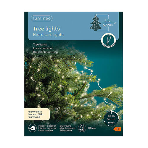 Luces para árbol navideñas cascada 672 microLED 210 cm blanco cálido int ext 7