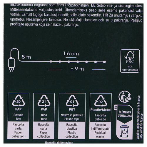 Cadena de luces 9 metros 567 microLED blanco hielo int ext 4