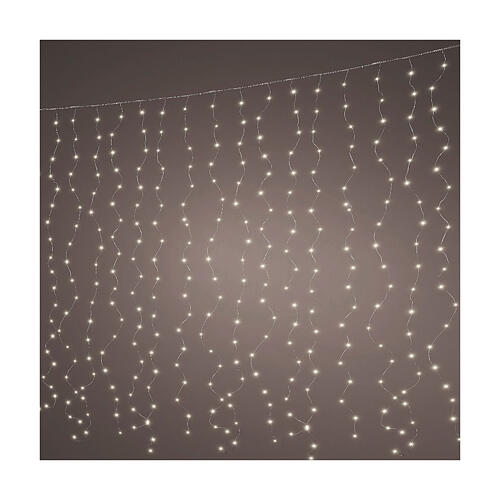 Tenda luminosa 100 LED 100x90 cm bianco caldo int est 1