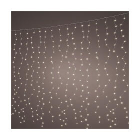 Cortina luminosa 100 LEDs 100x90 cm branco quente interior/exterior