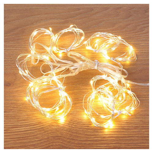 Cortina luminosa 100 LEDs 100x90 cm branco quente interior/exterior 2