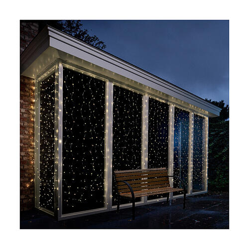 Cortina de luzes 400 LEDs 200x190 cm interior exterior branco quente 2