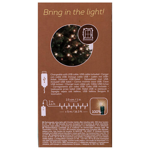 Corrente luminosa 200 LEDs longa duração branco quente 5 m interior exterior 4