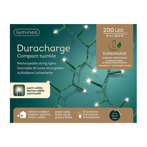 Warm white lights long-lasting 200 LEDs 4.9 meters indoor outdoor 5