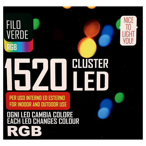 RGB Christmas lights with 1520 LEDs, indoor/outdoor, 49 ft 6