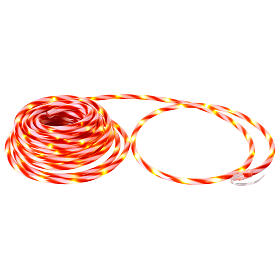 Christmas light tube, white and red Candy design, 200 warm white LEDs, 33 ft