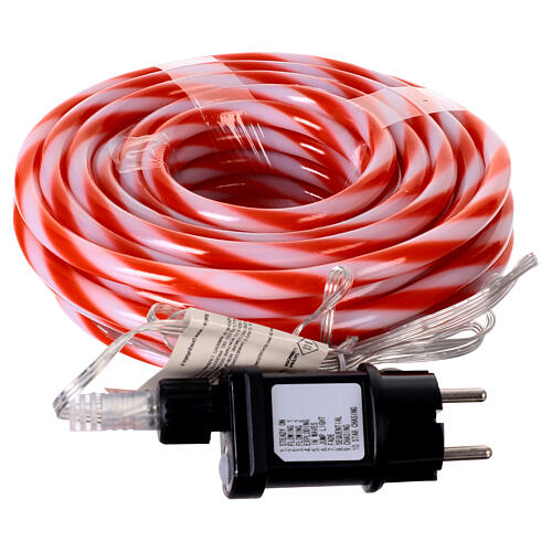 Tubo de luzes de Natal Candy branco e vermelho 200 LED branco quente 10 m 4