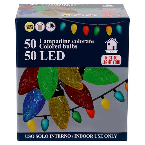 Corrente de luzes de Natal 50 lâmpadas LED coloridas para interior 4,9 m 6
