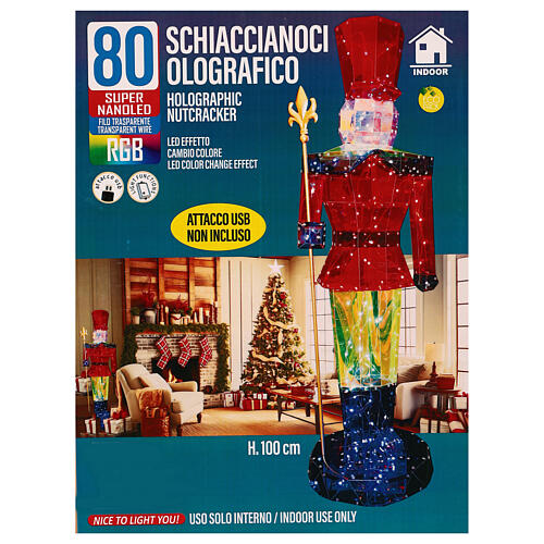 Cascanueces holográfico 100 cm 80 super nanoled decoración navideña 7