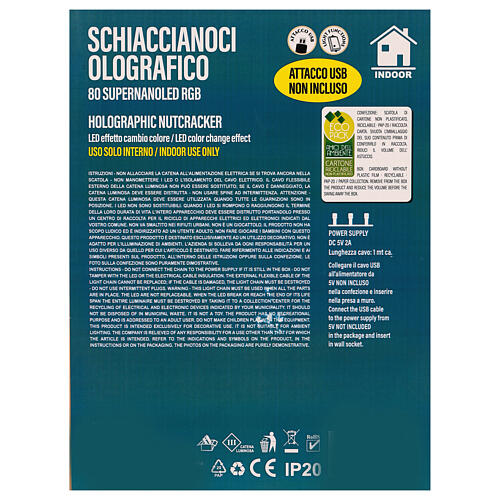 Dziadek do orzechów holograficzny efekt - dekoracja bożonarodzeniowa, 100 cm, 80 super nanoled 8