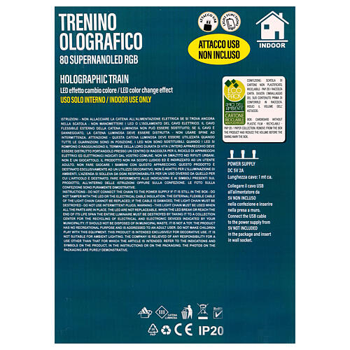Weihnachtszug holografisch, 25 cm, 80 Super-Nano-LEDs, multicolor, innen 8