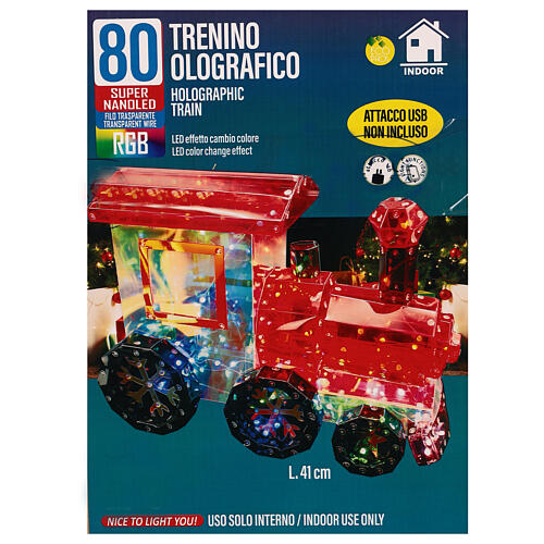 Holographic Christmas train, 10 in, 80 multicoulor LEDs for indoor 7