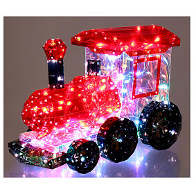 Train de Noël holographique 25 cm 80 LEDs multicolores intérieur