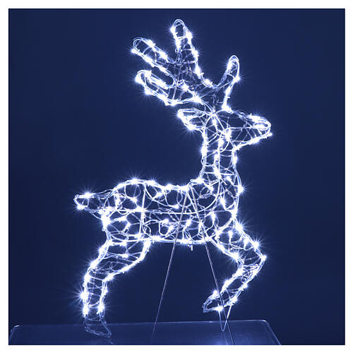 Renne lumineux Noël 2D avec support 90x55 cm 100 LEDs 3