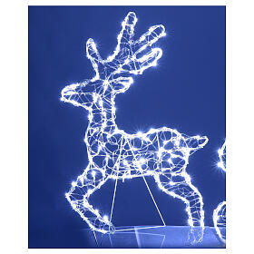 Christmas reindeer with sled, 2D design, 54x35 in, 200 LEDs