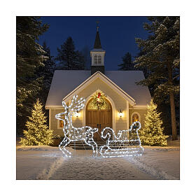 Renne Noël avec traîneau 2D 136x90 cm 200 LEDs