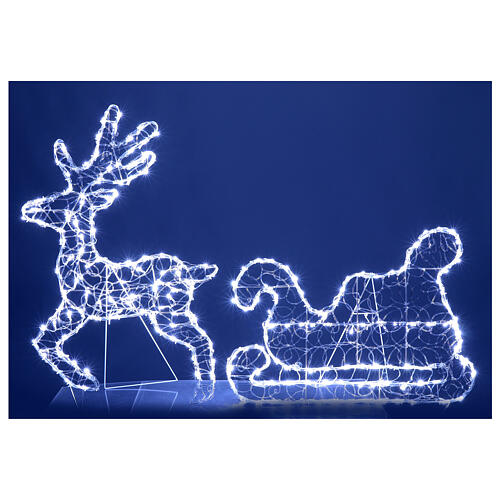 Renne Noël avec traîneau 2D 136x90 cm 200 LEDs 1