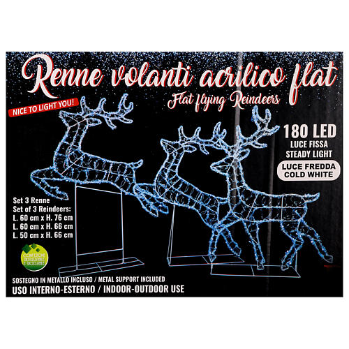 Renne Noël avec traîneau 2D 136x90 cm 200 LEDs 7