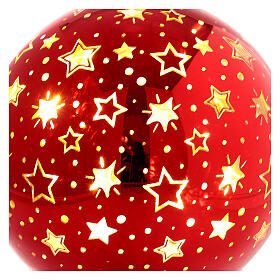 Sfera lampada vetro rosso 10cm nanoled con stelle stilizzate