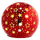 10cm nanoled red glass Christmas lamp sphere with stylized stars s1