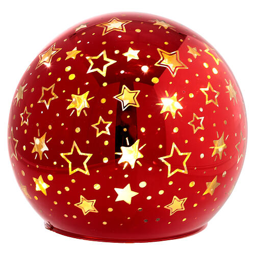 Sfera da tavolo decoro stelle su sfondo rosso 12 cm luce nanoled 1