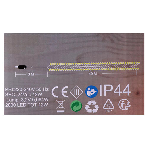 2000 LED multicolor Christmas lights for indoor/outdoor use, 40 m 3