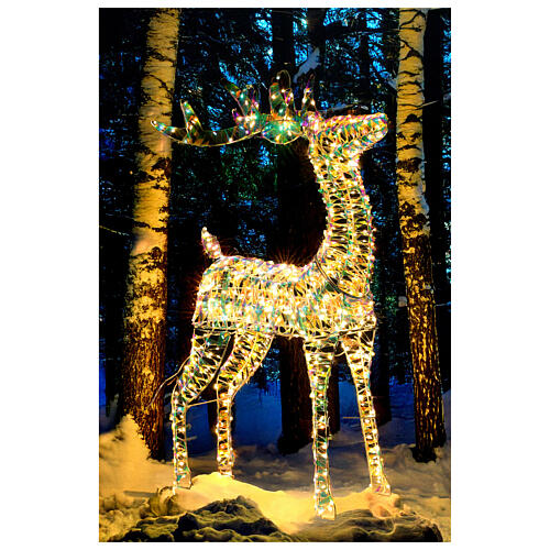 Renne 3D Père Noël Rainbow LED blanc chaud 50x20x80 cm 1