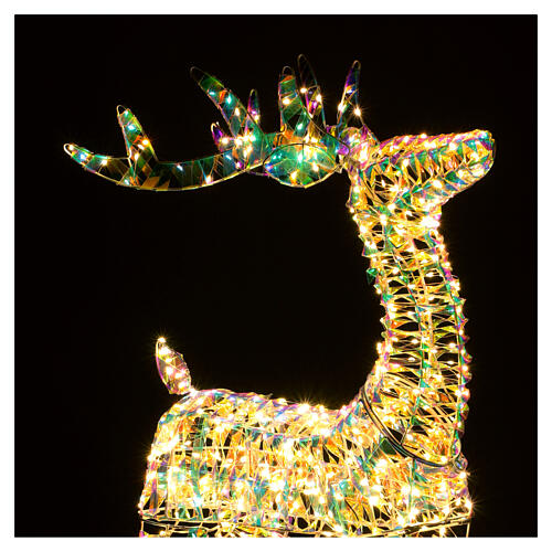 Renna 3D Babbo Natale reinbow led bianco caldo 50x20x80 cm 7