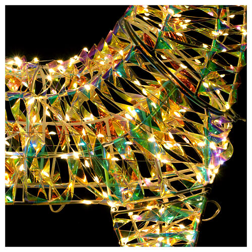 3D rainbow reindeer, warm white LEDs, 24x8x40 in 8