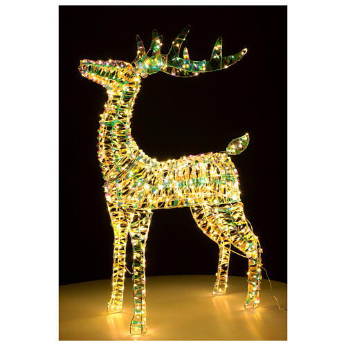 Renna 3D Babbo Natale rainbow led bianco caldo 70x20x120 cm 5